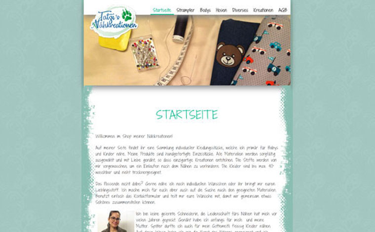Tatzis Nähkreationen, Nähatelier, Webseite Screenshot