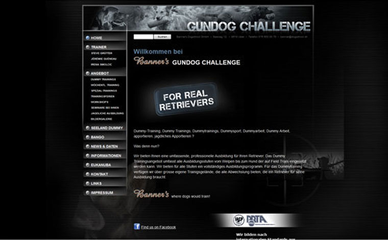 Gundogchallenge, Webseite Screenshot