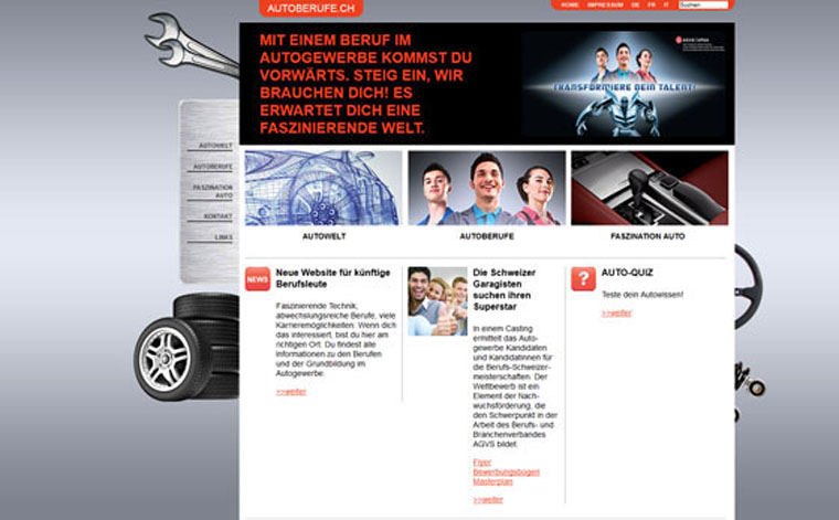 Autoberufe, Webseite Screenshot